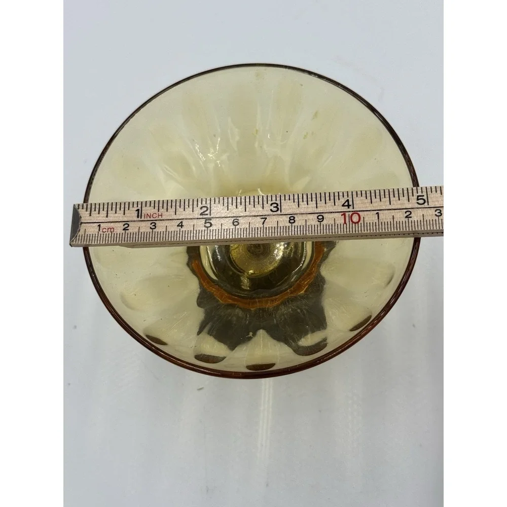Amber Glass Compote Pedestal Bowl w/Metal Base 10